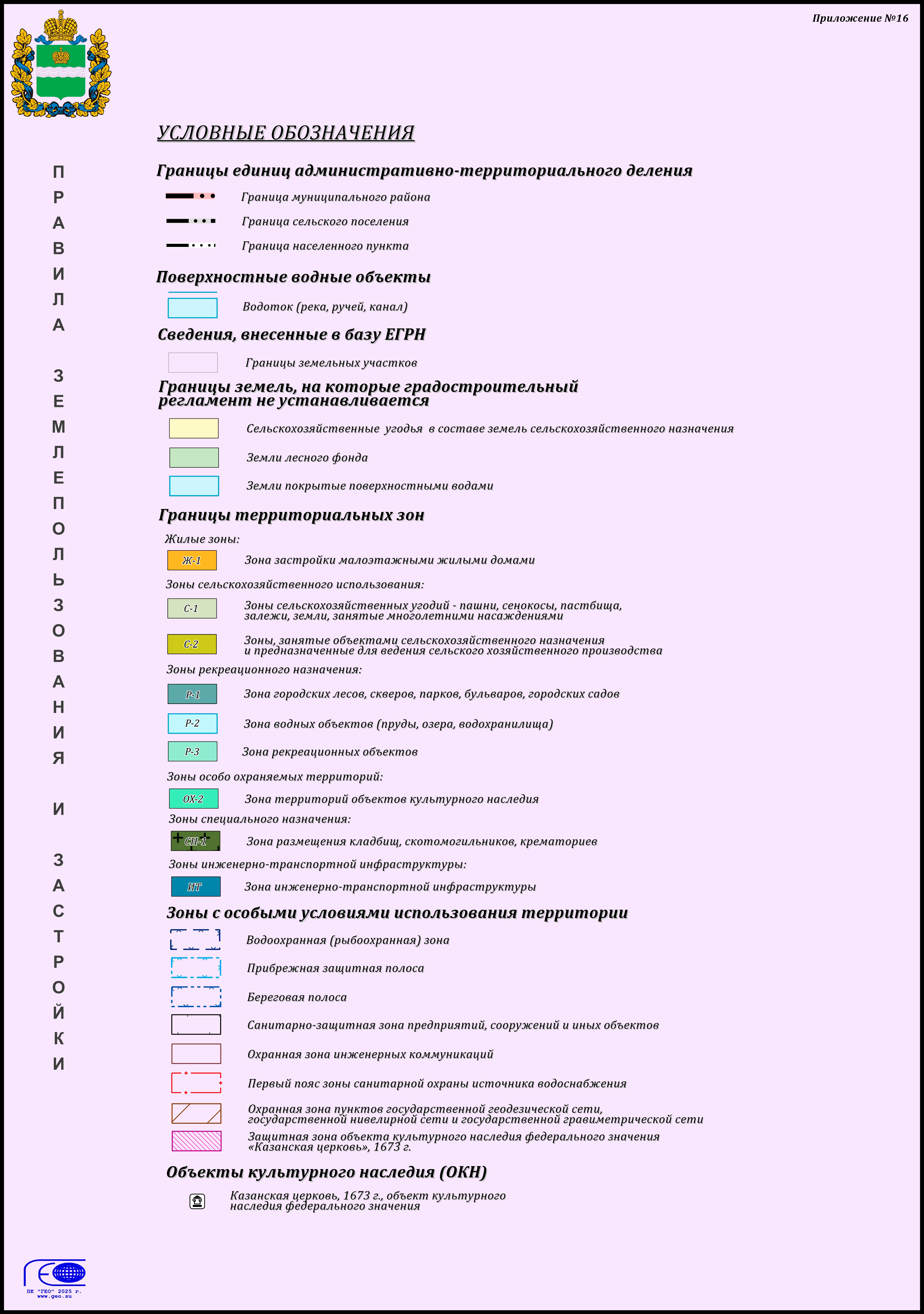 Приложение №16  Условные обозначения.